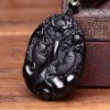 Collar con dije de pez Koi de obsidiana negra: símbolo de fuerza Black Obsidian Koi Fish Strength Pendant Necklace