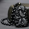 Kraftvolle Halskette mit Schwarzem Obsidian Koi Black Obsidian Koi Fish Strength Necklace