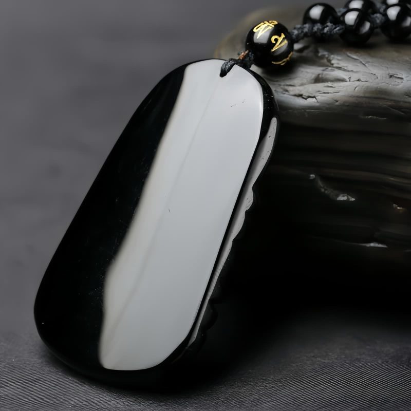 Kraftvolle Halskette mit Schwarzem Obsidian Koi Black Obsidian Koi Fish Strength Necklace