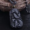 Kraftvolle Halskette mit Schwarzem Obsidian Koi Black Obsidian Koi Fish Strength Necklace