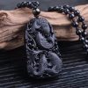 Kraftvolle Halskette mit Schwarzem Obsidian Koi Black Obsidian Koi Fish Strength Necklace