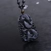 Kraftvolle Halskette mit Schwarzem Obsidian Koi Black Obsidian Koi Fish Strength Necklace