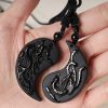 Glückskette mit Yin-Yang-Drachen-Phönix aus schwarzem Obsidian Black Obsidian Yin Yang Dragon Phoenix Luck Necklace