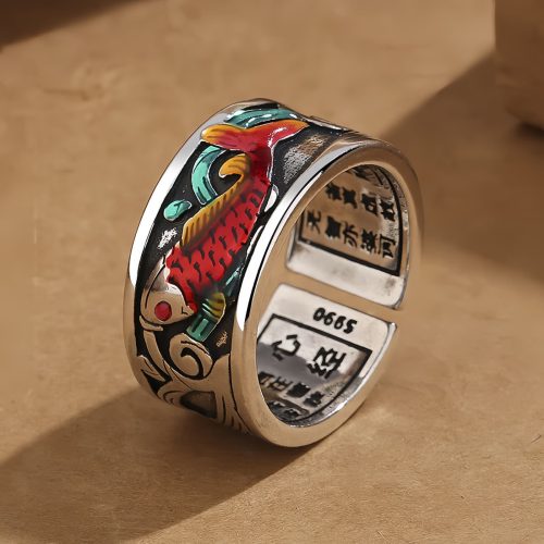 Anillo del Éxito con Koi Azul de Esmalte Anillo del Éxito con Koi Azul de Esmalte