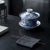 Juego de Tazas de Té de Porcelana Azul y Blanca con Loto y Pez Koi Blue And White Porcelain Lotus Koi Fish Teacup Set