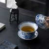 Juego de Tazas de Té de Porcelana Azul y Blanca con Loto y Pez Koi Blue And White Porcelain Lotus Koi Fish Teacup Set