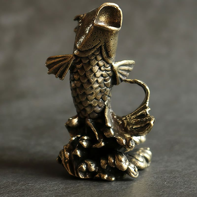 Escultura de Prosperidad de Pez Koi de Cobre Brass Koi Fish Prosperity Sculpture
