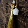 حقيبة يد من الخيزران مزينة برسومات سمكة الكوي والفراشة Butterfly Koi Fish Bamboo Handle Handbag