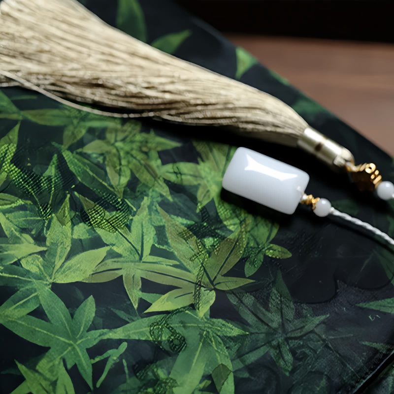 حقيبة يد من الخيزران مزينة برسومات سمكة الكوي والفراشة Butterfly Koi Fish Bamboo Handle Handbag