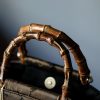 حقيبة يد من الخيزران مزينة برسومات سمكة الكوي والفراشة Butterfly Koi Fish Bamboo Handle Handbag