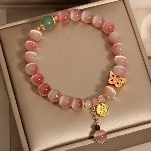 Pulsera de la Paz con Ojo de Gato y Mariposa para la Tranquilidad Pulsera de la Paz con Ojo de Gato y Mariposa para la Tranquilidad