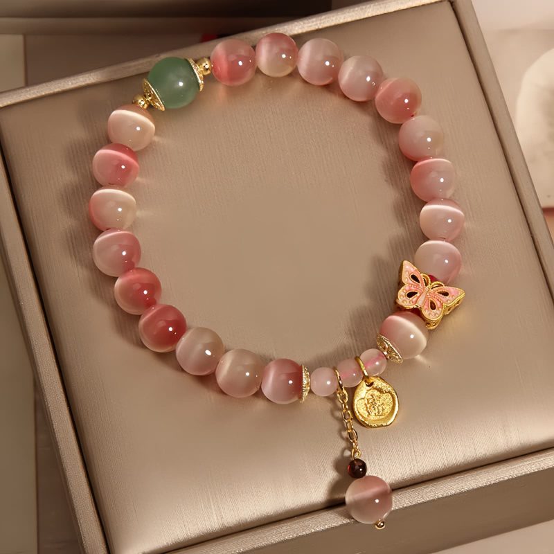 Pulsera de la Paz con Ojo de Gato y Mariposa para la Tranquilidad Cat's Eye Butterfly Peace Bracelet for Tranquility