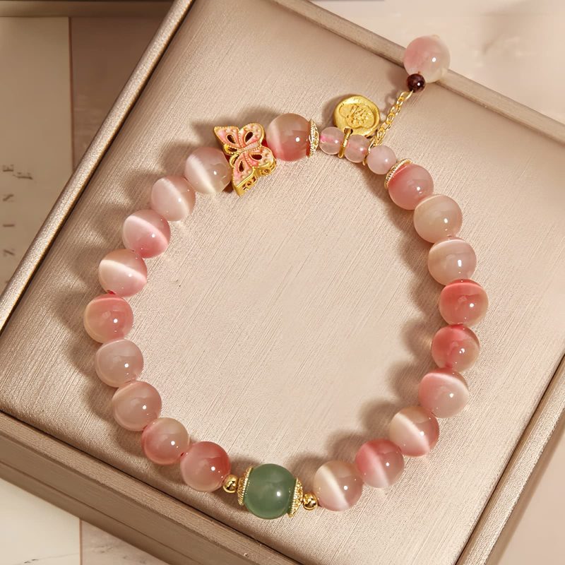 Pulsera de la Paz con Ojo de Gato y Mariposa para la Tranquilidad Cat's Eye Butterfly Peace Bracelet for Tranquility