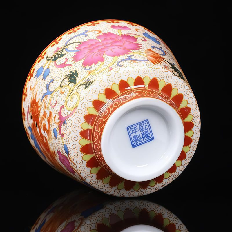 Juego de Tazas de Té de Dragón y Fénix de Cerámica Ceramic Dragon Phoenix Tea Cups Set