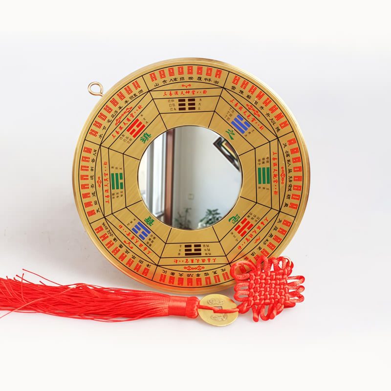 Mapa Bagua Chino de Cobre con Diseño de Nudos Chinese Copper Bagua Map with Knotting Design