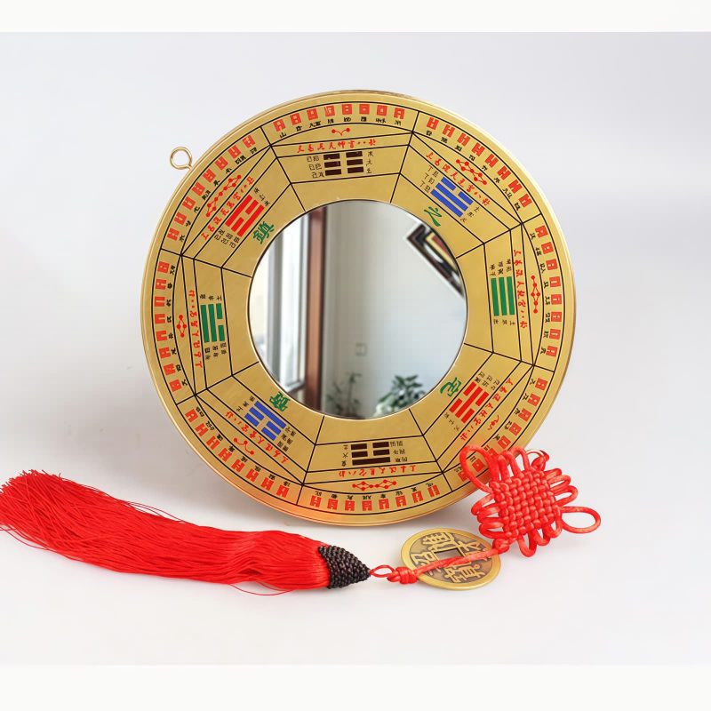Mapa Bagua Chino de Cobre con Diseño de Nudos Chinese Copper Bagua Map with Knotting Design