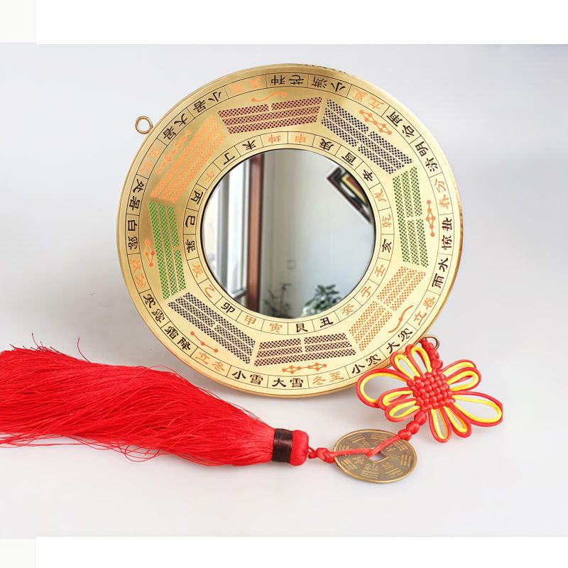 Mapa Bagua Chino de Cobre con Diseño de Nudos Chinese Copper Bagua Map with Knotting Design