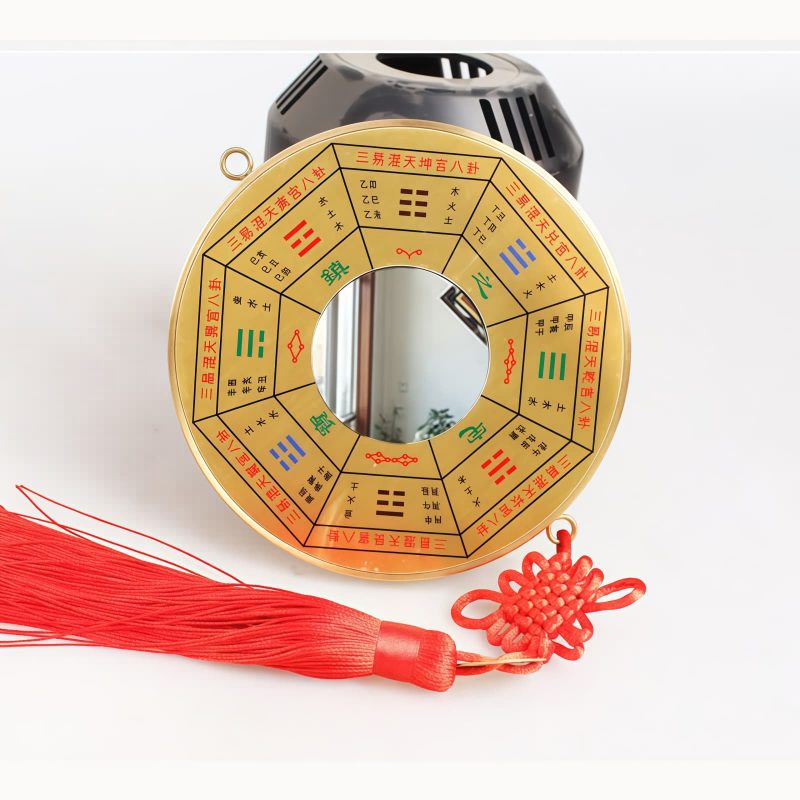 Mapa Bagua Chino de Cobre con Diseño de Nudos Chinese Copper Bagua Map with Knotting Design