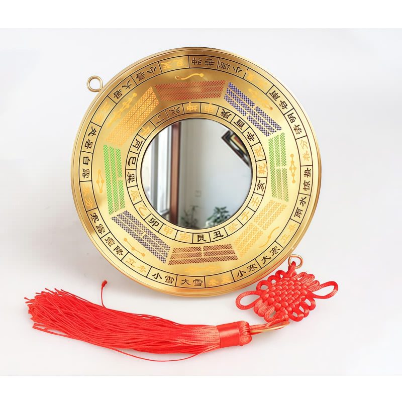 Mapa Bagua Chino de Cobre con Diseño de Nudos Chinese Copper Bagua Map with Knotting Design