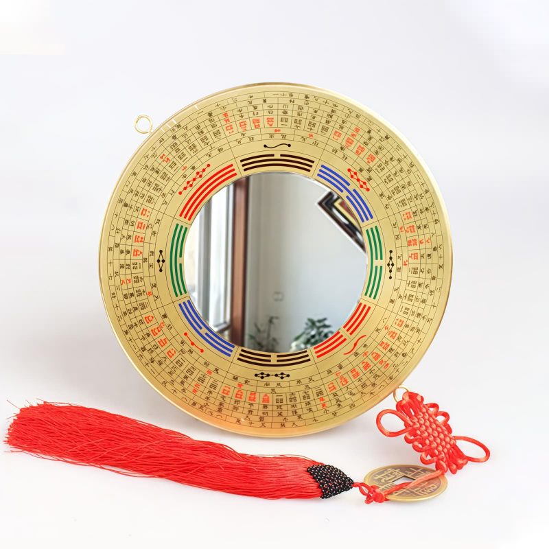 Mapa Bagua Chino de Cobre con Diseño de Nudos Chinese Copper Bagua Map with Knotting Design