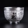 Taza de té de cerámica con dragón, fénix y pez koi chino Chinese Dragon Phoenix Koi Fish Ceramic Teacup