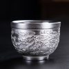 Taza de té de cerámica con dragón, fénix y pez koi chino Chinese Dragon Phoenix Koi Fish Ceramic Teacup