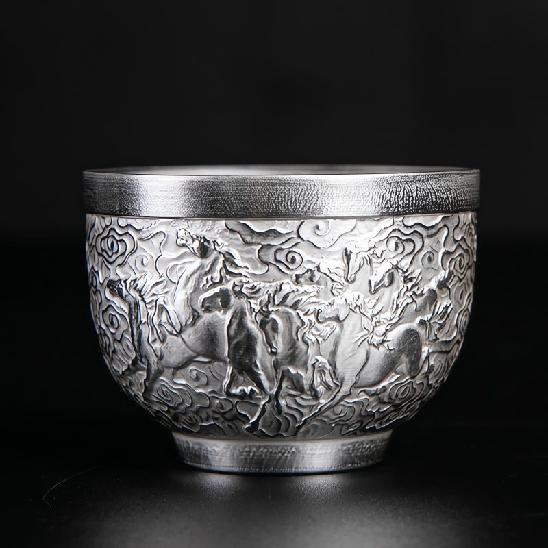 Taza de té de cerámica con dragón, fénix y pez koi chino Chinese Dragon Phoenix Koi Fish Ceramic Teacup