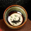Tazón de té de cerámica Jianzhan chino con diseño de Loto, Dragón y Fénix Chinese Jianzhan Ceramic Teacup with Lotus Dragon Phoenix Design