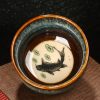 Tazón de té de cerámica Jianzhan chino con diseño de Loto, Dragón y Fénix Chinese Jianzhan Ceramic Teacup with Lotus Dragon Phoenix Design