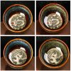 Tazón de té de cerámica Jianzhan chino con diseño de Loto, Dragón y Fénix Chinese Jianzhan Ceramic Teacup with Lotus Dragon Phoenix Design