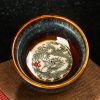 Tazón de té de cerámica Jianzhan chino con diseño de Loto, Dragón y Fénix Chinese Jianzhan Ceramic Teacup with Lotus Dragon Phoenix Design