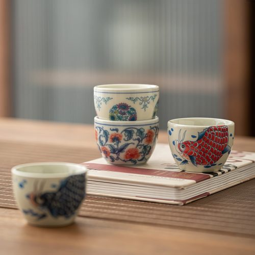 Taza de Té de Cerámica Chino Koi Fish Taza de Té de Cerámica Chino Koi Fish