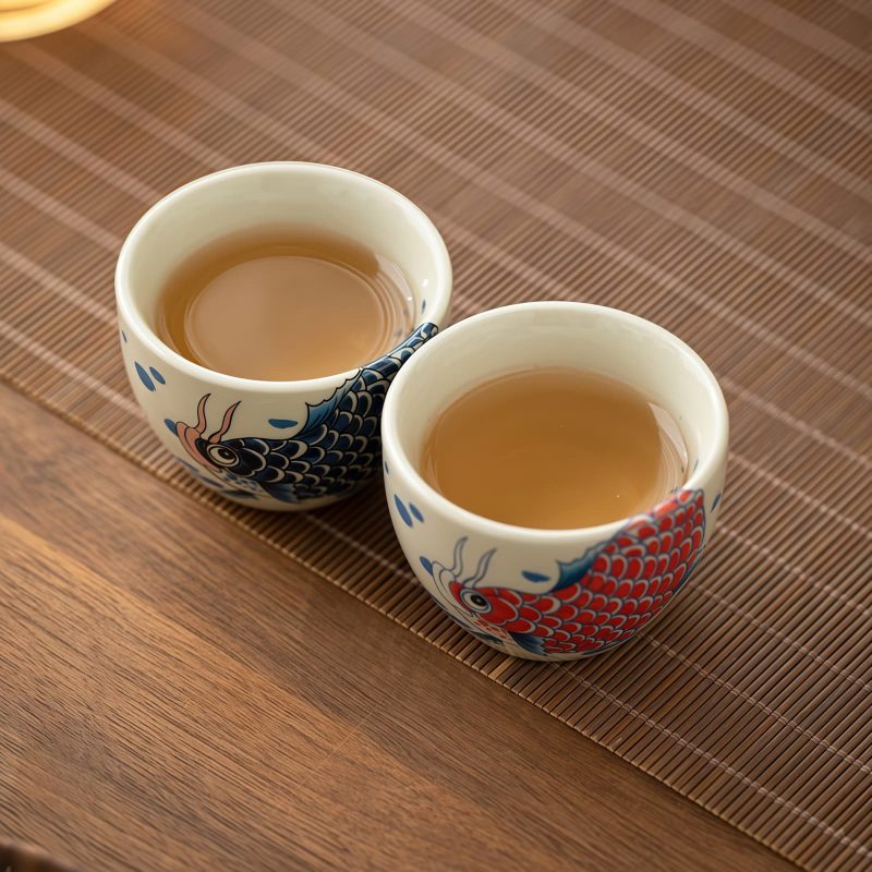 كوب شاي سيراميك صيني بشكل سمكة كوي Chinese Ceramic Koi Fish Teacup