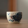 كوب شاي سيراميك صيني بشكل سمكة كوي Chinese Ceramic Koi Fish Teacup