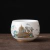 Taza de Té de Cerámica China con Diseño de Dragón Fénix y Pez Koi Chinese Ceramic Koi Fish Teacup with Phoenix Dragon Design