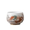 Taza de Té de Cerámica China con Diseño de Dragón Fénix y Pez Koi Chinese Ceramic Koi Fish Teacup with Phoenix Dragon Design