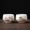 Taza de Té de Cerámica China con Diseño de Dragón Fénix y Pez Koi Chinese Ceramic Koi Fish Teacup with Phoenix Dragon Design