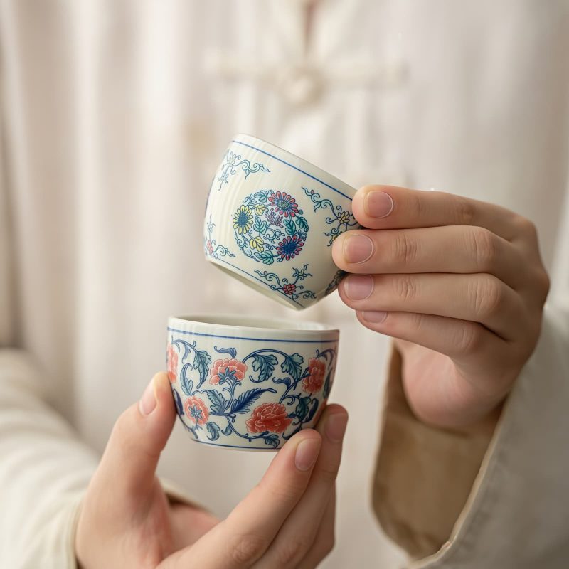 كوب شاي سيراميك صيني بشكل سمكة كوي Chinese Ceramic Koi Fish Teacup
