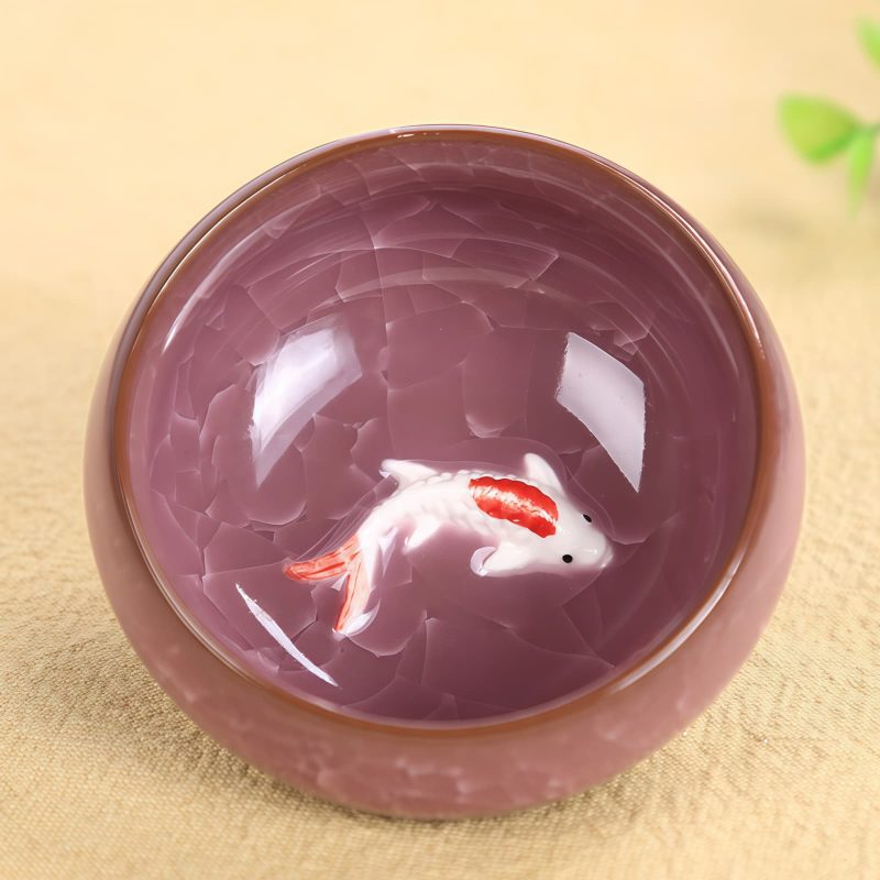 Taza de Té de Cerámica China con pez Koi 45ml Chinese Ceramic Koi Fish Teacup 45ml