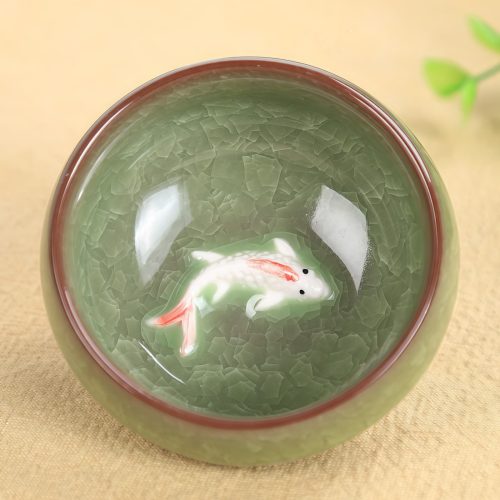 Taza de Té de Cerámica China con pez Koi 45ml Taza de Té de Cerámica China con pez Koi 45ml