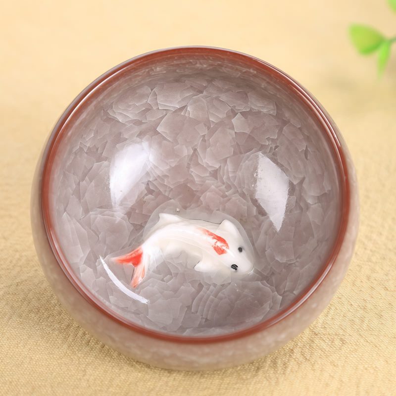 Taza de Té de Cerámica China con pez Koi 45ml Chinese Ceramic Koi Fish Teacup 45ml