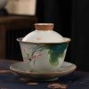 Juego de Taza de Té Gaiwan de Cerámica China con Pez Koi, Plato y Tapa Chinese Ceramic Gaiwan Koi Fish Teacup Set with Saucer and Lid