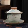 Juego de Taza de Té Gaiwan de Cerámica China con Pez Koi, Plato y Tapa Chinese Ceramic Gaiwan Koi Fish Teacup Set with Saucer and Lid