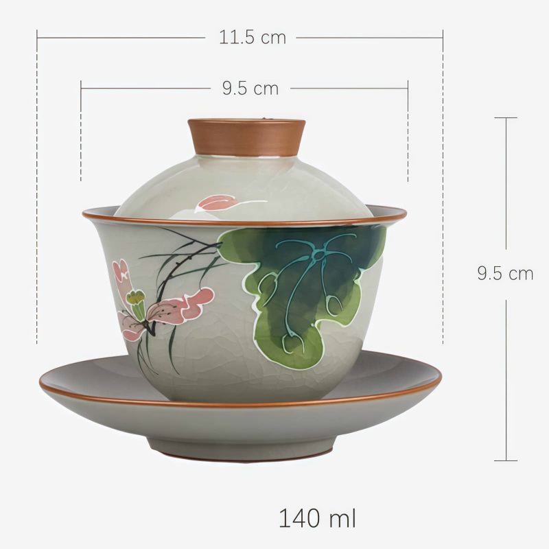 Juego de Taza de Té Gaiwan de Cerámica China con Pez Koi, Plato y Tapa Chinese Ceramic Gaiwan Koi Fish Teacup Set with Saucer and Lid