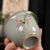 Juego de Taza de Té Gaiwan de Cerámica China con Pez Koi, Plato y Tapa Chinese Ceramic Gaiwan Koi Fish Teacup Set with Saucer and Lid