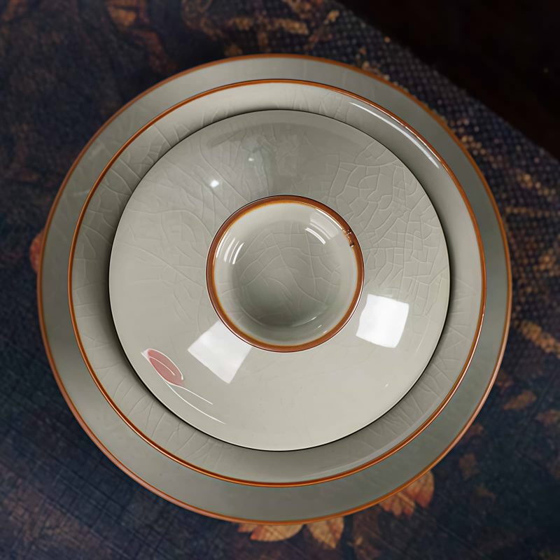 Juego de Taza de Té Gaiwan de Cerámica China con Pez Koi, Plato y Tapa Chinese Ceramic Gaiwan Koi Fish Teacup Set with Saucer and Lid