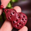 Collar con colgante de cinabrio: Buda sonriente, Yin Yang Cinnabar Laughing Buddha Yin Yang Pendant Necklace
