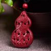 Collar con colgante de cinabrio: Buda sonriente, Yin Yang Cinnabar Laughing Buddha Yin Yang Pendant Necklace