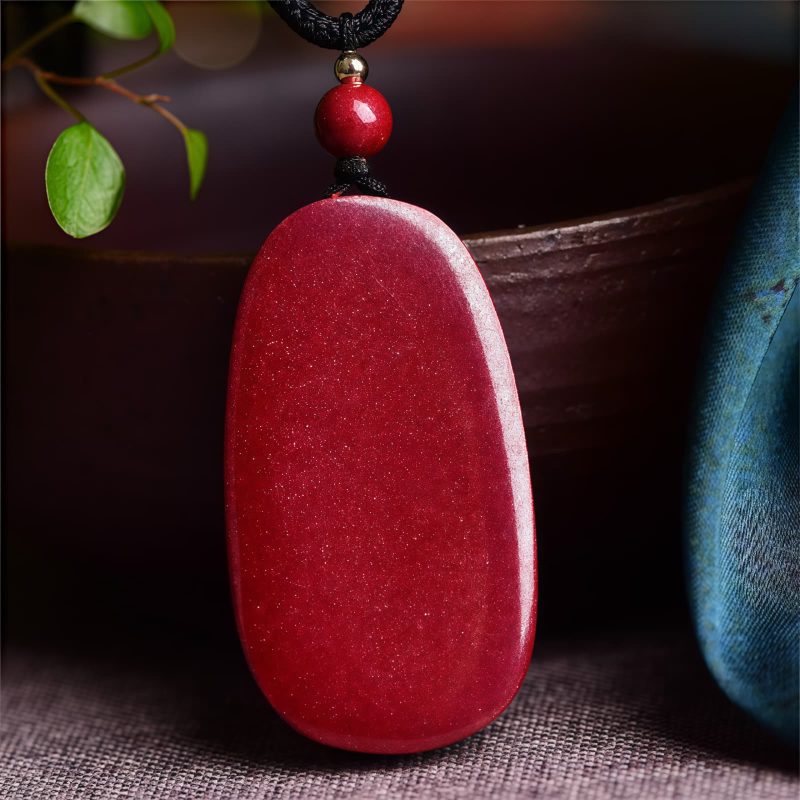 Collar con colgante de cinabrio: Buda sonriente, Yin Yang Cinnabar Laughing Buddha Yin Yang Pendant Necklace