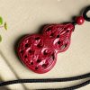 Collar con colgante de cinabrio: Buda sonriente, Yin Yang Cinnabar Laughing Buddha Yin Yang Pendant Necklace
